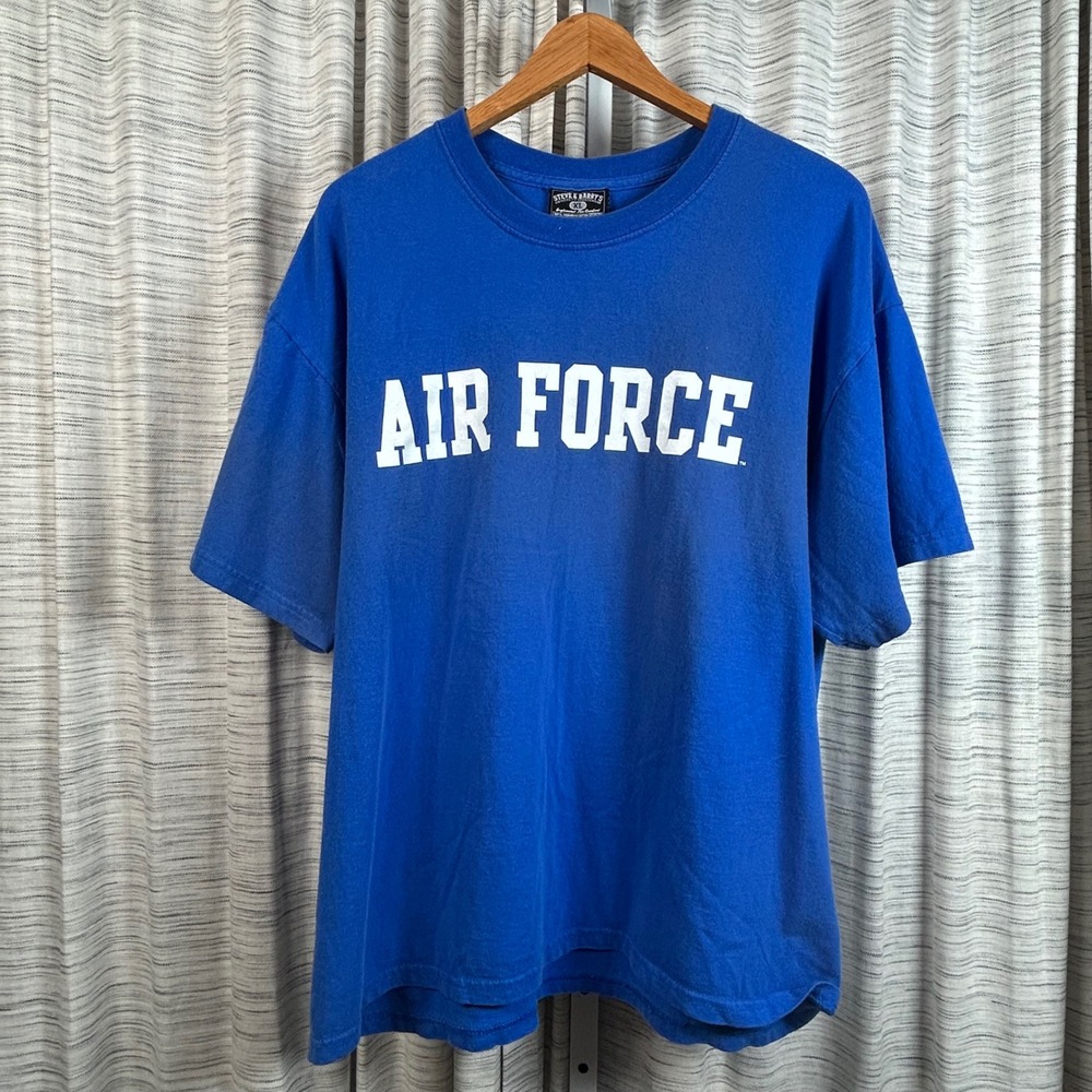 Steve & Barrys‎ Air Force Blue Graphic T Shirt Mens XL Spellout Tee EUC